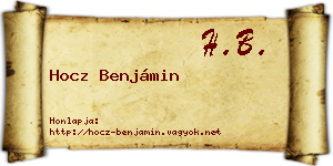 Hocz Benjámin névjegykártya